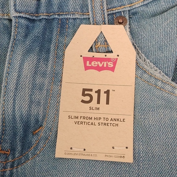 Levi's Big Boys 511 Slim Stretch Denim Blue Jeans, Dallas, size 12 Regular 26x26 - Picture 5 of 7